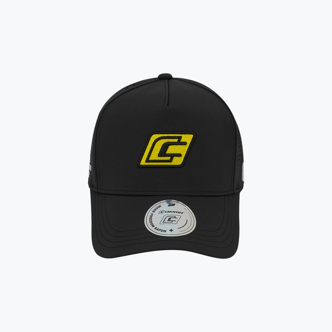 COKIMA Yellow White Quilted Logo Hat Type 1 Black Outdoor Riding Cap
