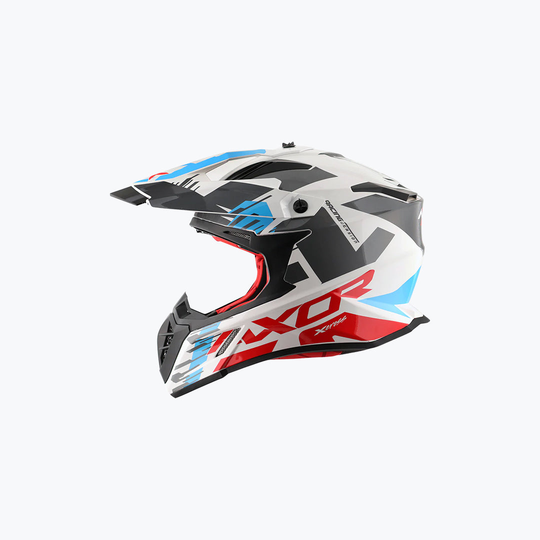 AXOR X-Cross X1 White Red Dual Sport Adventure Helmet