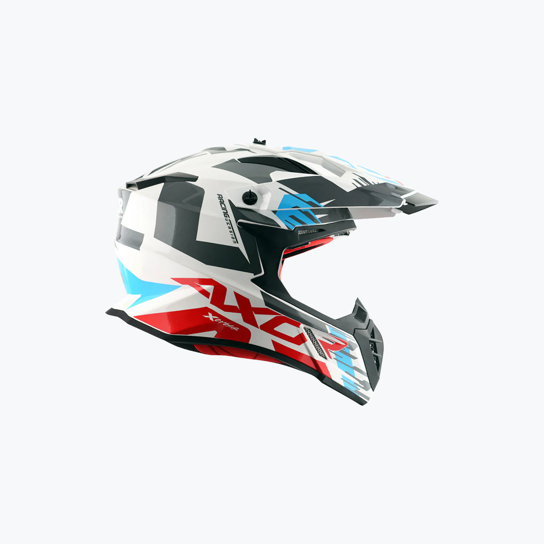 AXOR X-Cross X1 White Red Dual Sport Adventure Helmet