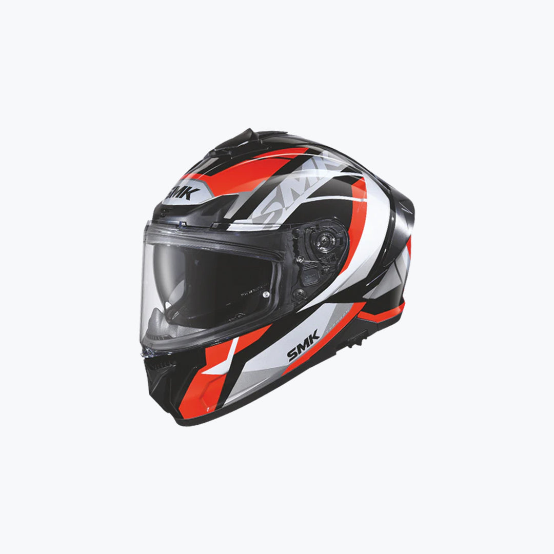 SMK Typhoon Style GL236 Full Face Helmet Gloss Black Red Grey