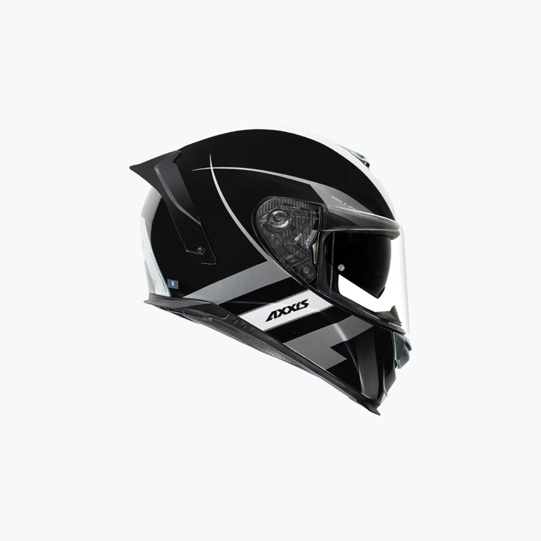 AXXIS Eagle SV Snap B2 Black Grey Full Face Motorcycle Helmet with Sun Visor