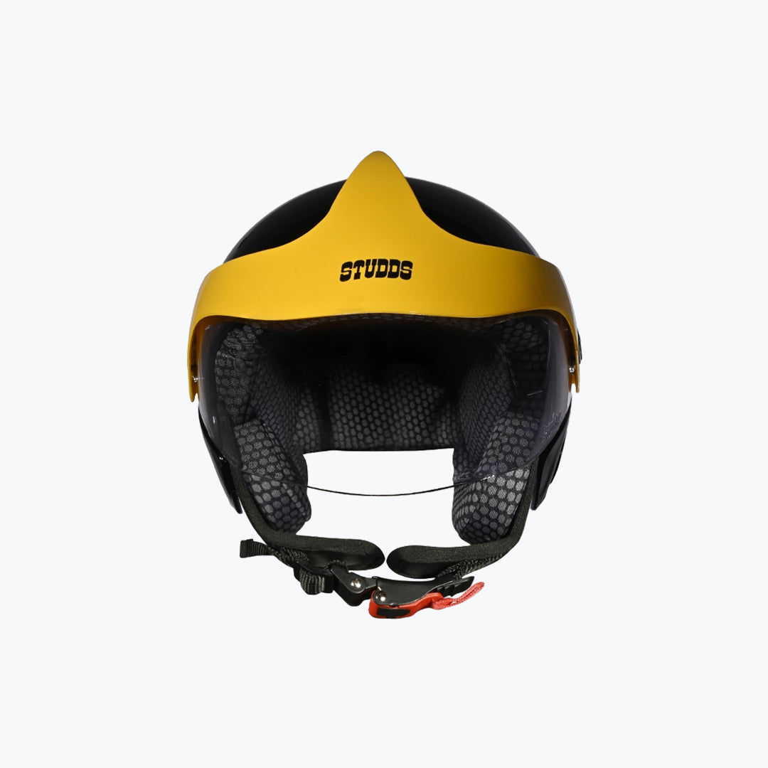 Studds Marshall Kids Helmet Black Yellow with Sun Peak
