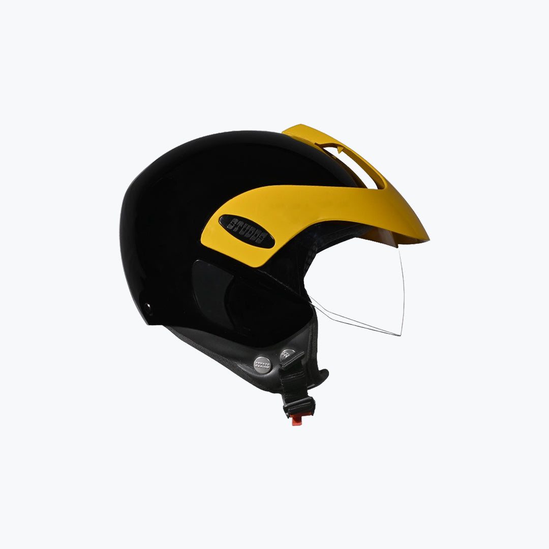Studds Marshall Kids Helmet Black Yellow with Sun Peak