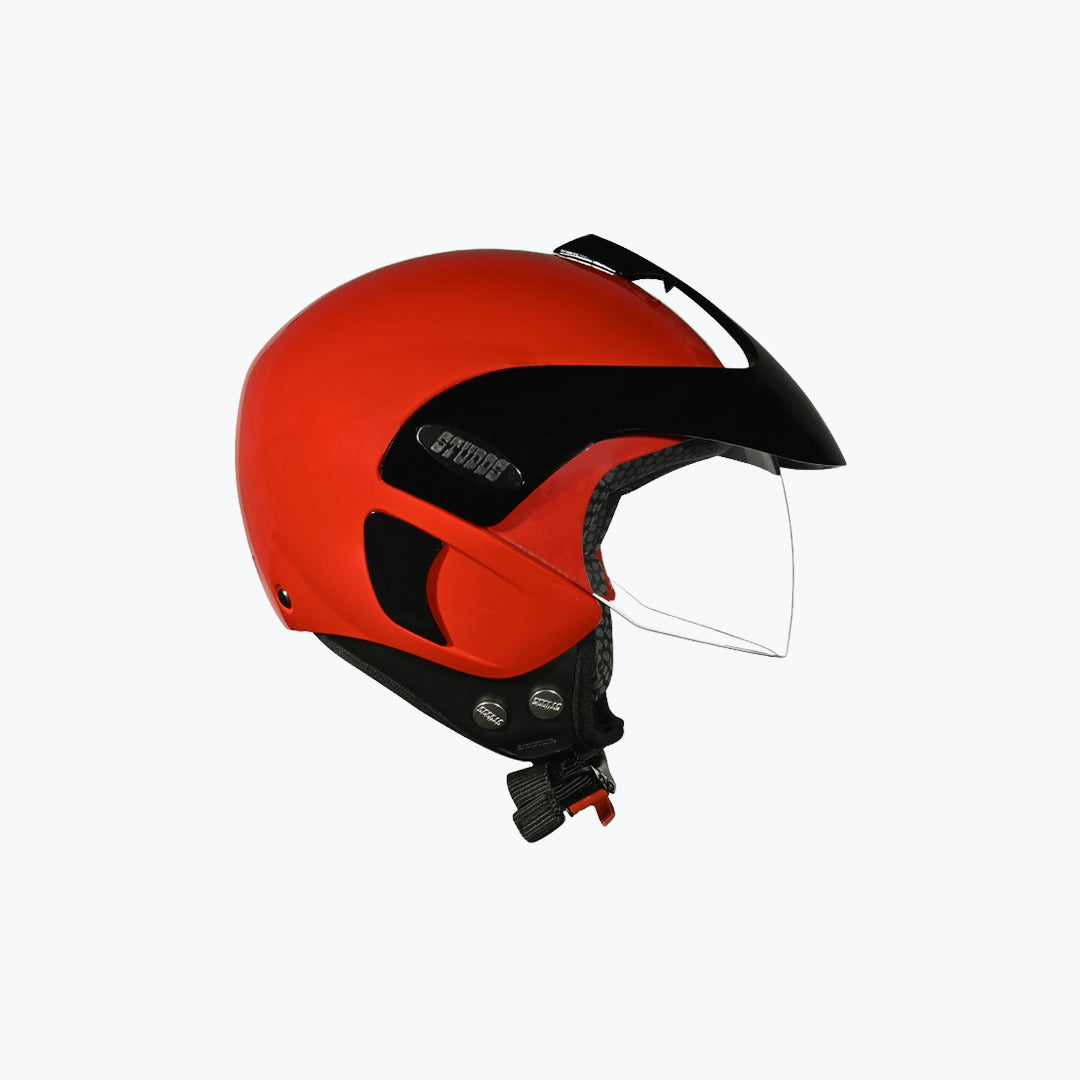 Studds Marshall Kids Sports Helmet Red Black with Sun Peak