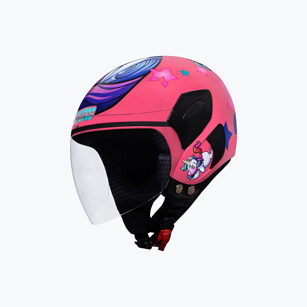 STUDDS Femm Super 540 D1 White Blue Pink XS Open Face Helmet