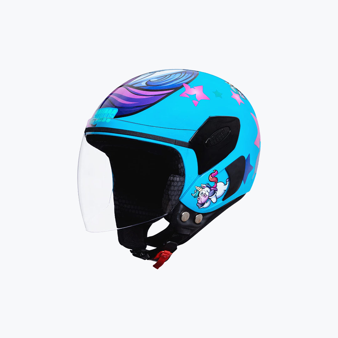 STUDDS Femm Super 540 D1 White Blue Pink XS Open Face Helmet