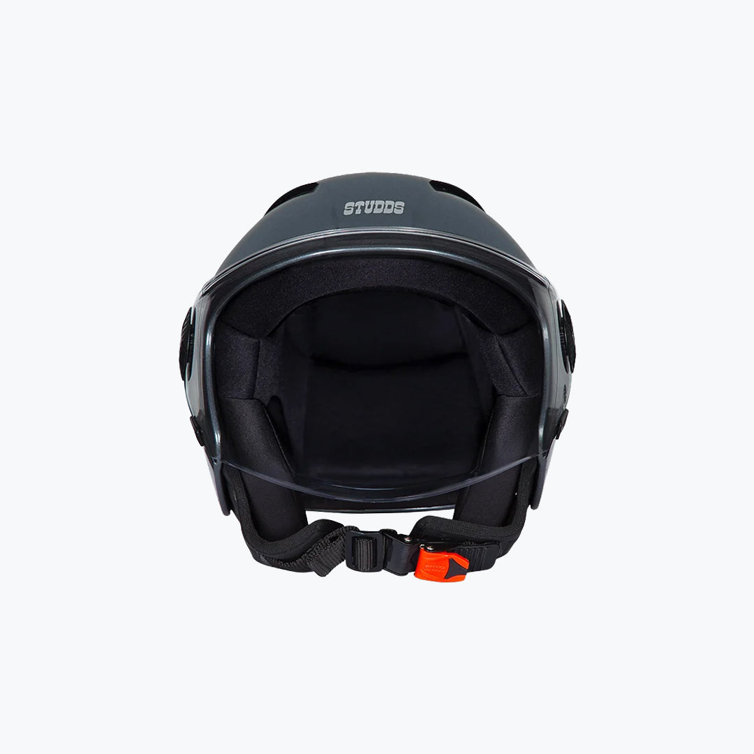 STUDDS Vogue Gun Grey Open Face Motorcycle Helmet