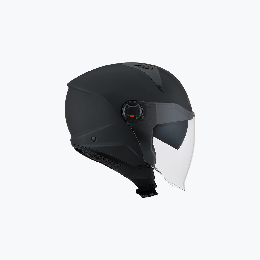 KYT D-City Plain Matt Black Open Face Helmet with Sun Visor