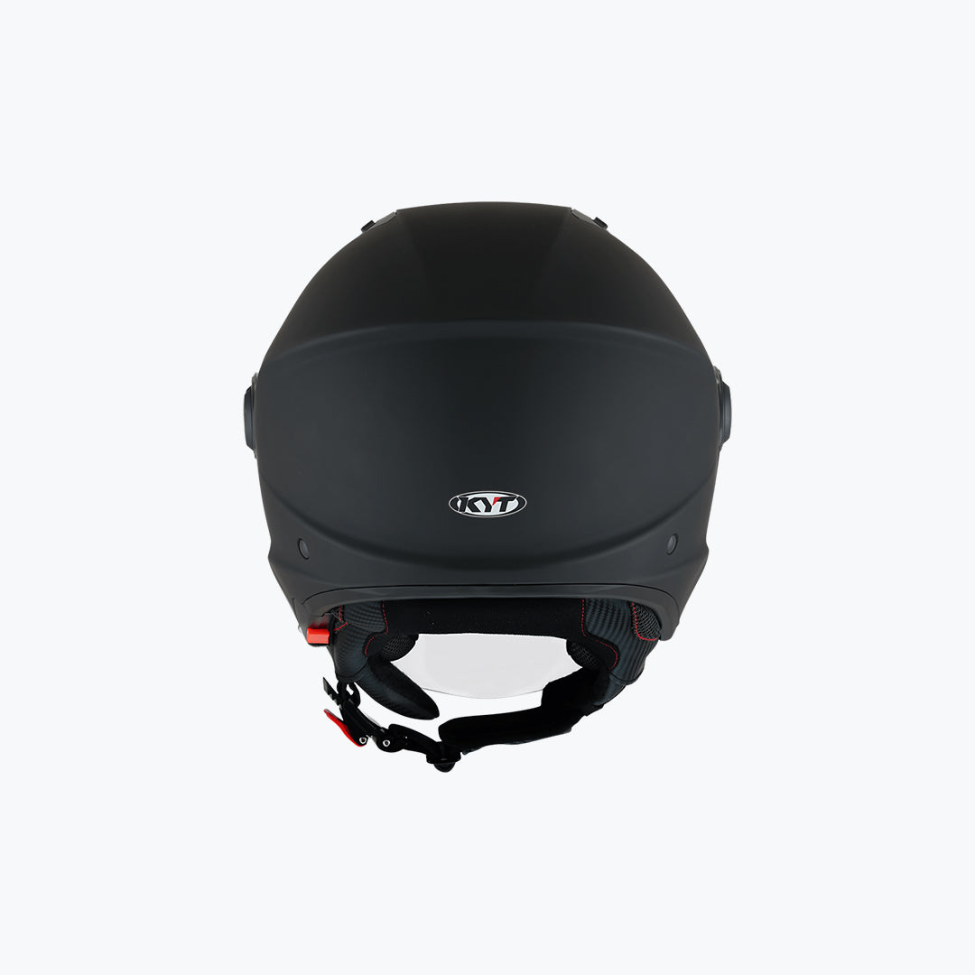 KYT D-City Plain Matt Black Open Face Helmet with Sun Visor