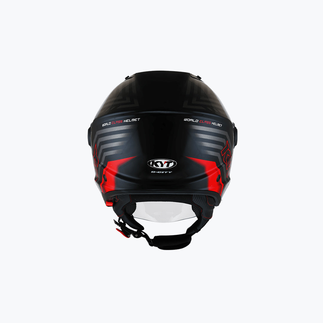 KYT D-City Lucent Open Face Helmet Gloss Black Red