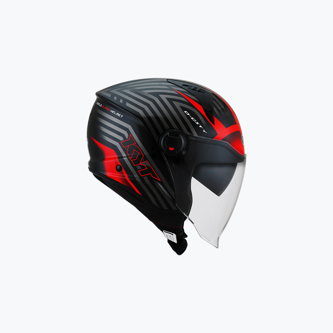 KYT D-City Lucent Open Face Helmet Gloss Black Red