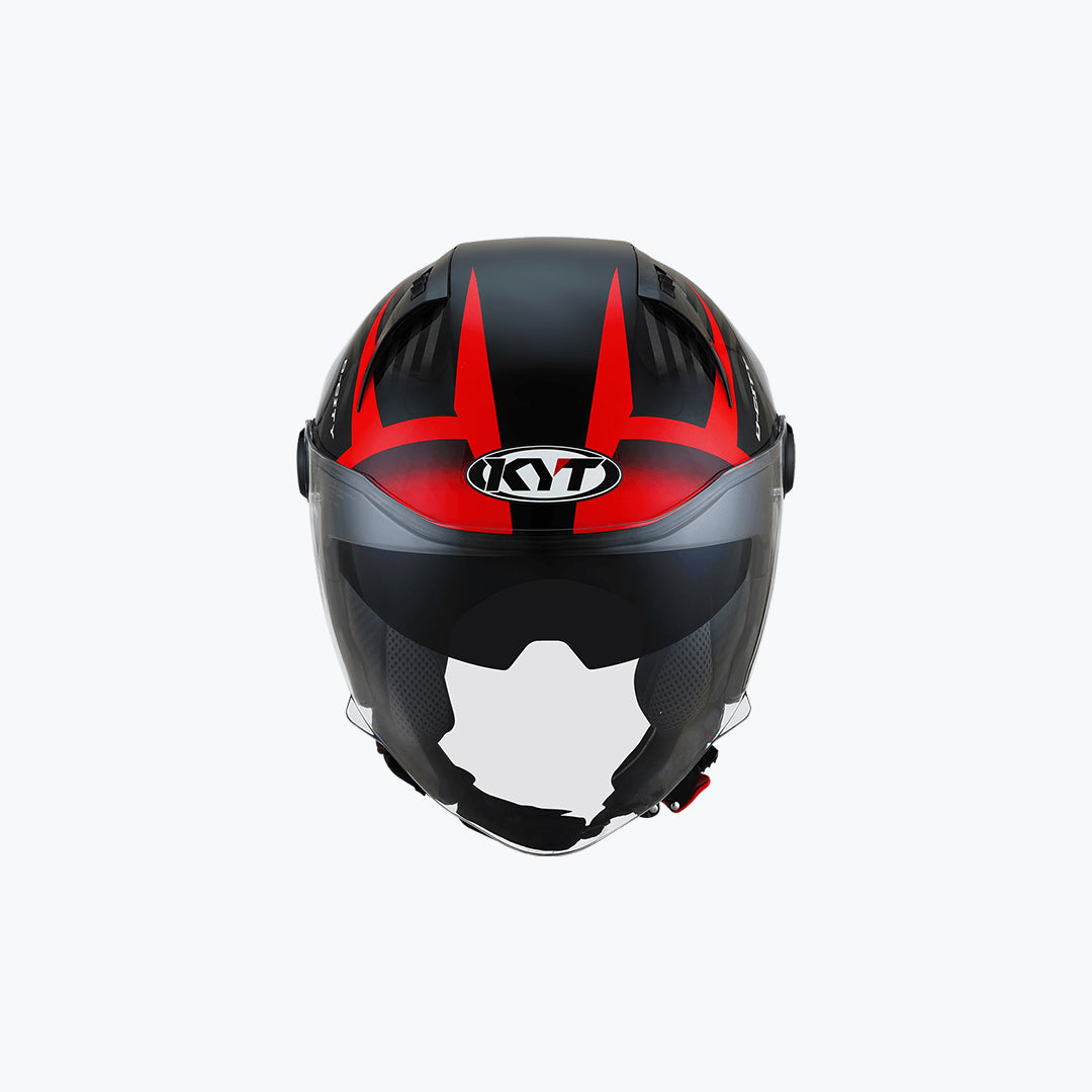 KYT D-City Lucent Open Face Helmet Gloss Black Red