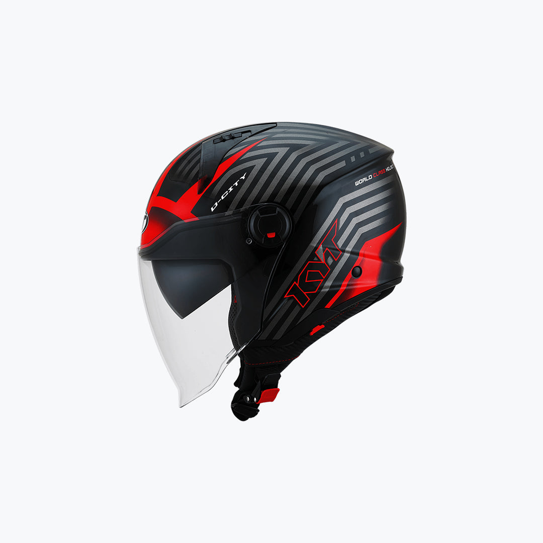 KYT D-City Lucent Open Face Helmet Gloss Black Red
