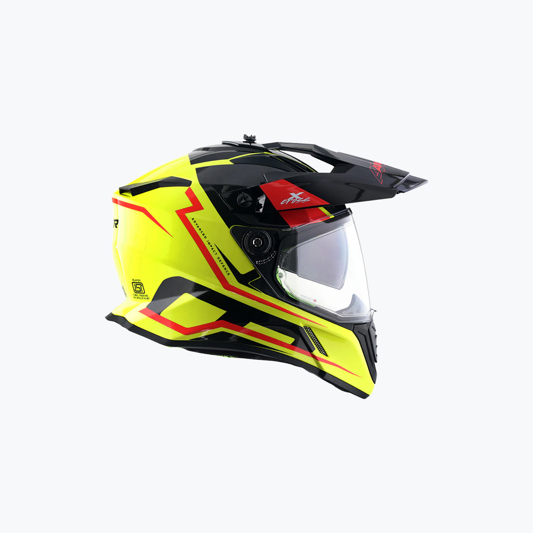 AXOR X-Cross DV Flagstaff Neon Yellow Black Dual Sport Adventure Helmet