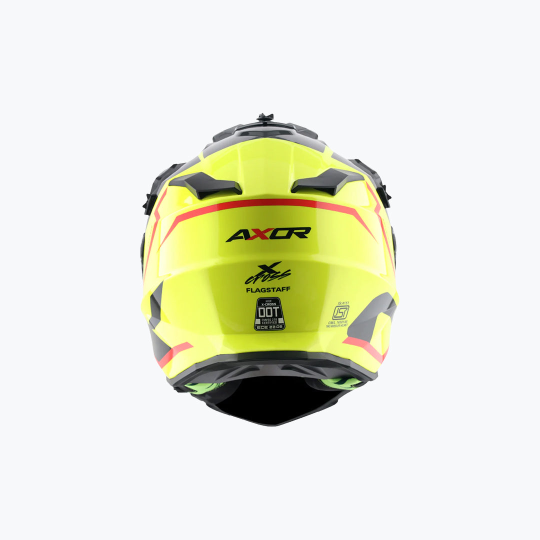 AXOR X-Cross DV Flagstaff Neon Yellow Black Dual Sport Adventure Helmet