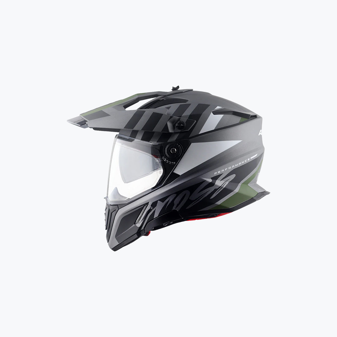 AXOR X-Cross DV Orbit Athena Grey Black Dual Sport Adventure Helmet
