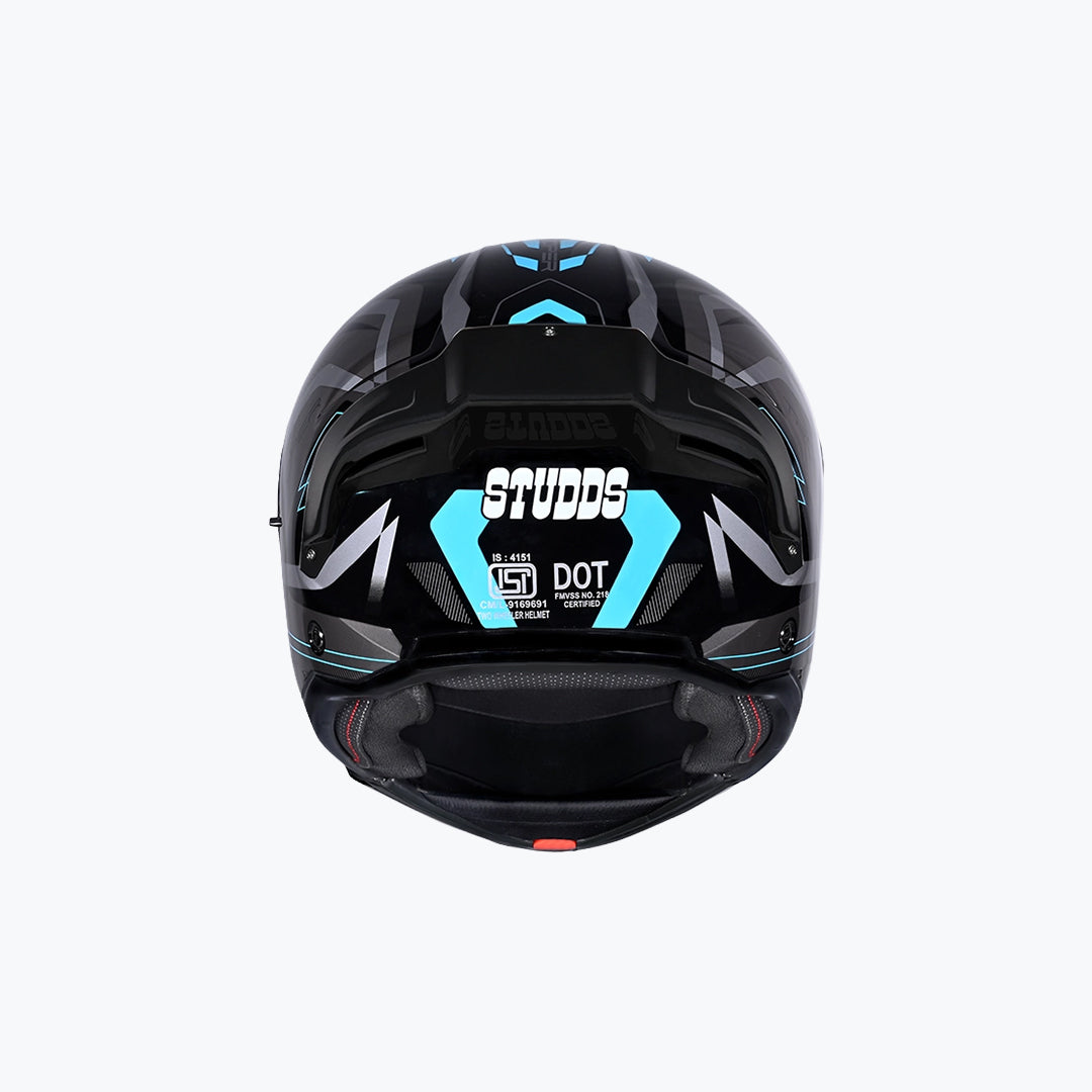 Studds Trooper D3 Helmet Black N1 Blue – Full Face Motorcycle Helmet