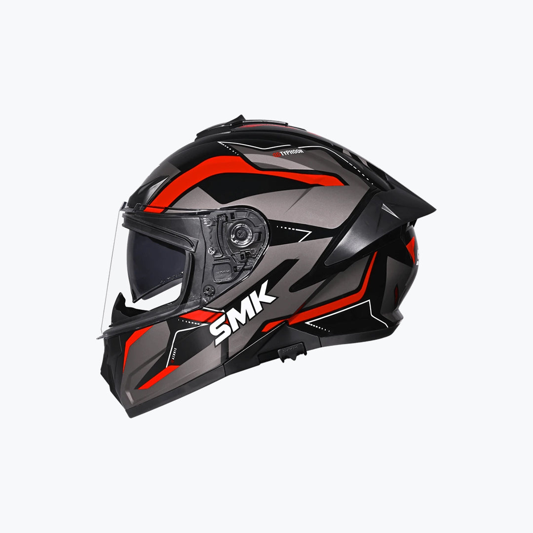 SMK Typhoon Azonix GL263 Gloss Black Grey Red Full Face Helmet