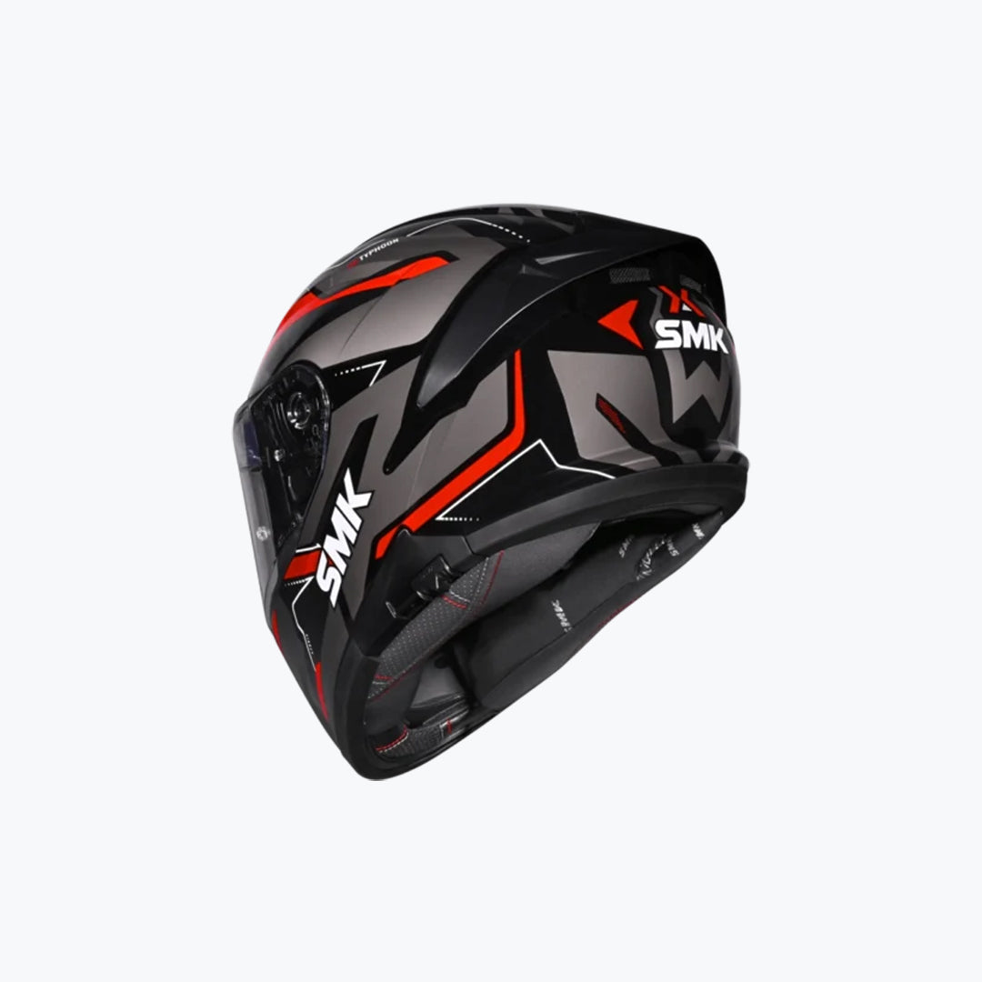 SMK Typhoon Azonix GL263 Gloss Black Grey Red Full Face Helmet