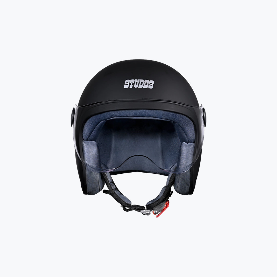Studds Jet Helmet with Short Visor Black – Open Face Motorcycle Helmet