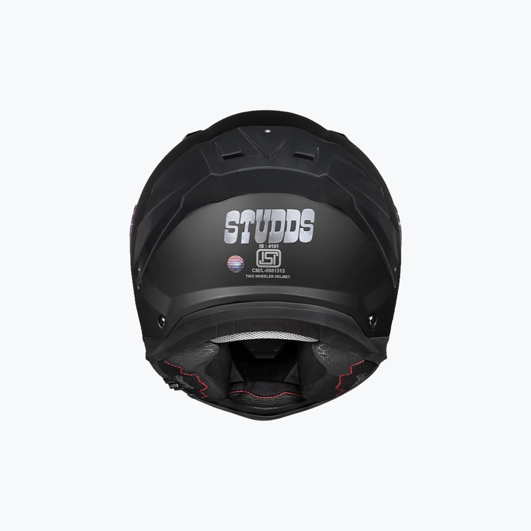 Studds Helios Helmet Matte Black – Full Face Motorcycle Helmet