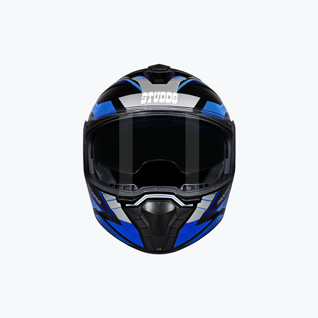 Studds Trooper Race D4 Helmet (WCV/With Spoiler) Black Grey N1 Blue