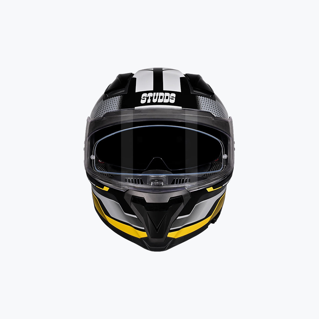 STUDDS Helios D1 Asphalt WCV Black N5 Yellow Full Face Motorcycle Helmet