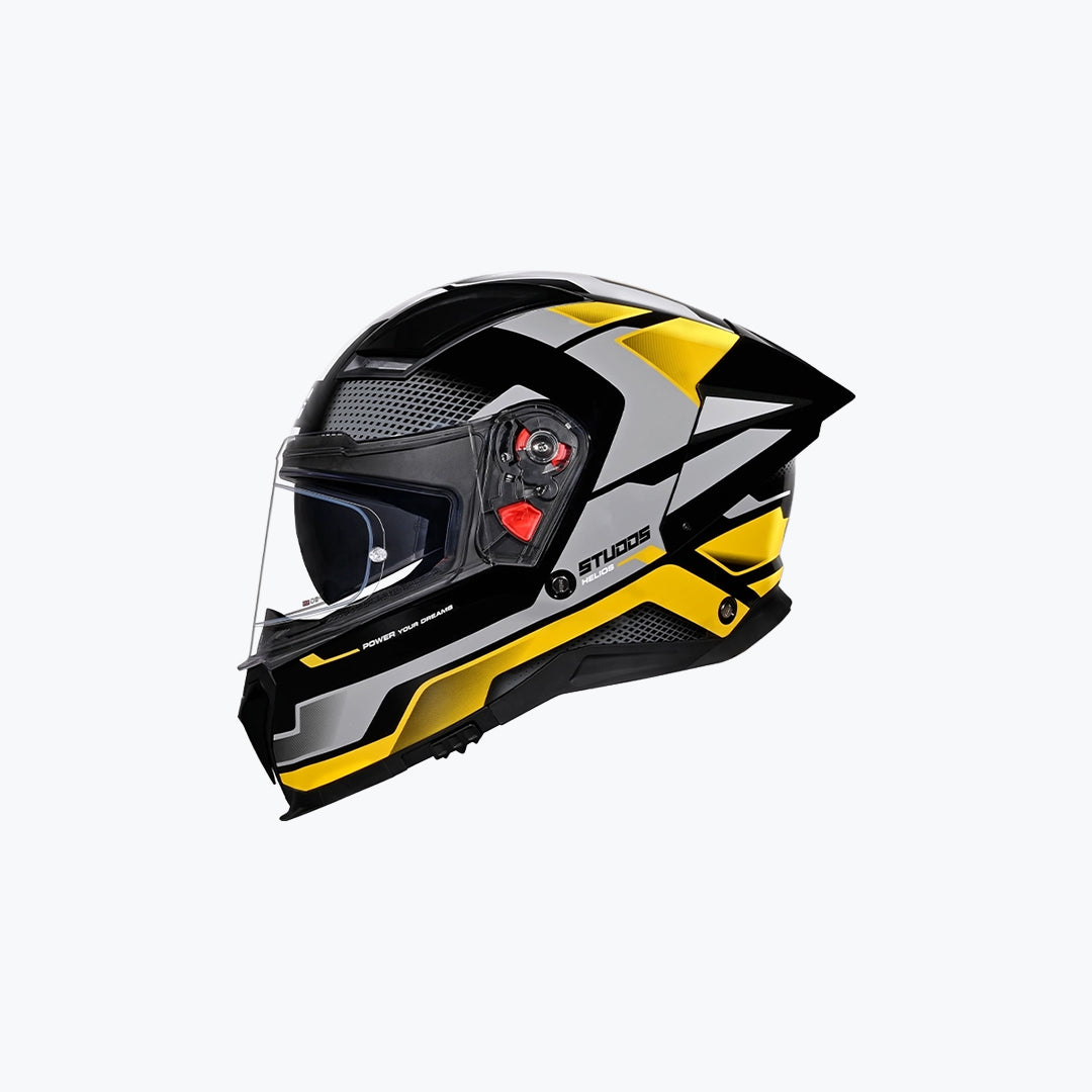 STUDDS Helios D1 Asphalt WCV Black N5 Yellow Full Face Motorcycle Helmet