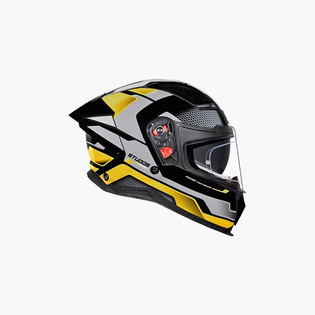 STUDDS Helios D1 Asphalt WCV Black N5 Yellow Full Face Motorcycle Helmet