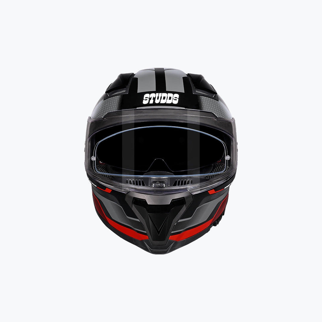 STUDDS Helios D1 Asphalt WCV Black Grey N2 Red Full Face Motorcycle Helmet