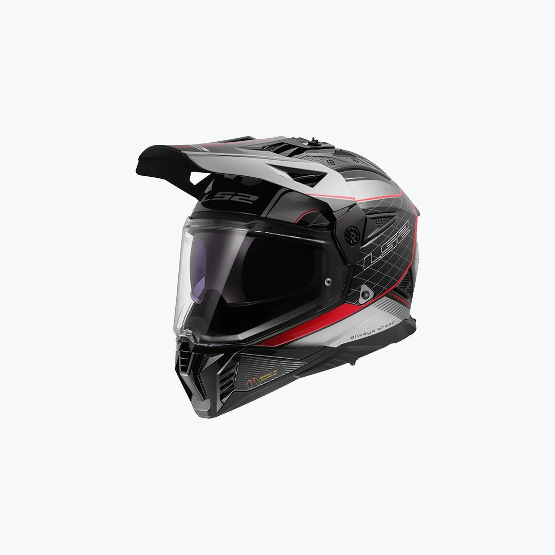 LS2 MX436 PIONEER II 100TH MERIDIAN GLOSS BLK LIGHT GRY RED L