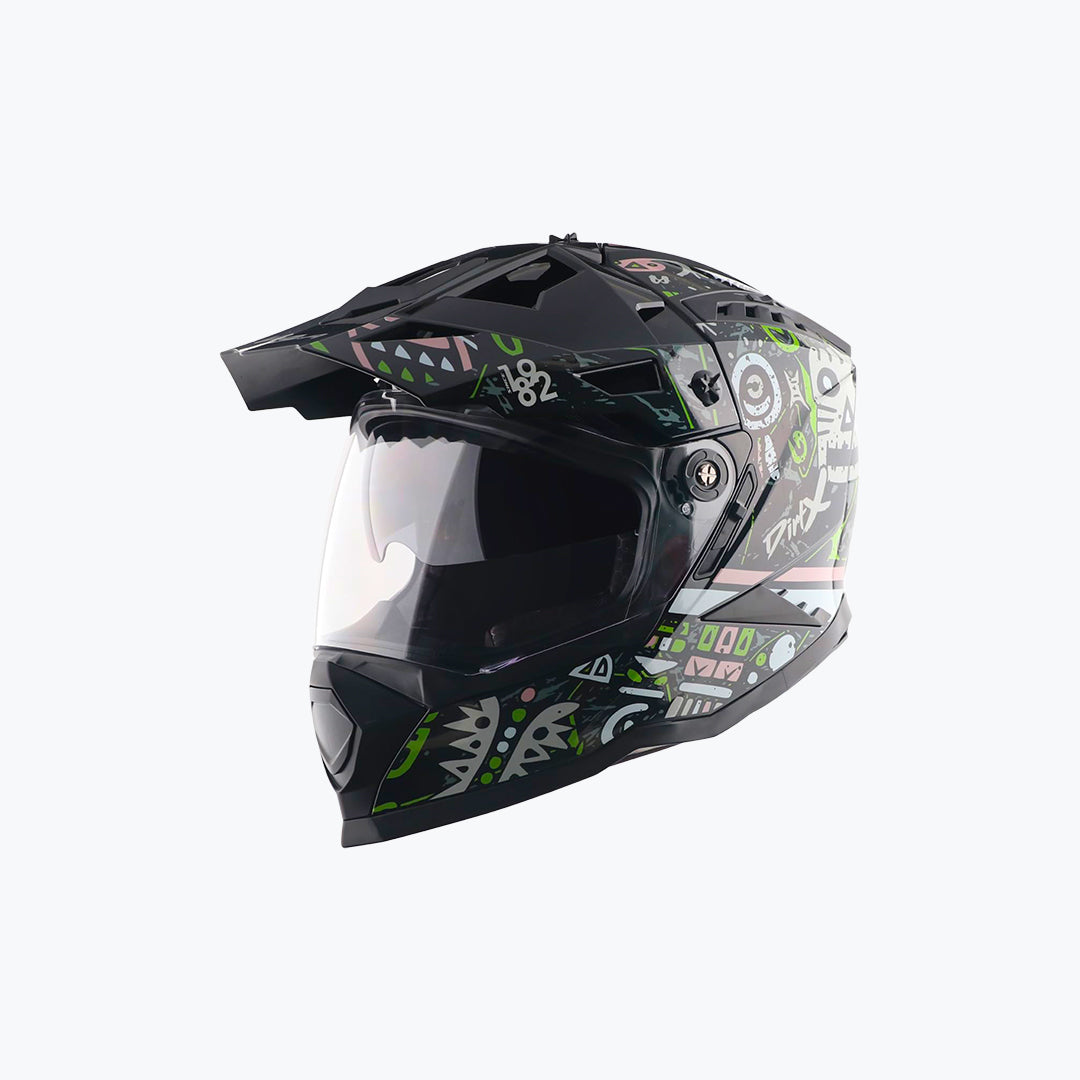 Vega Off Road 11 Dirt X Challenge Matt Black Grey / Matt Black Red Helmet