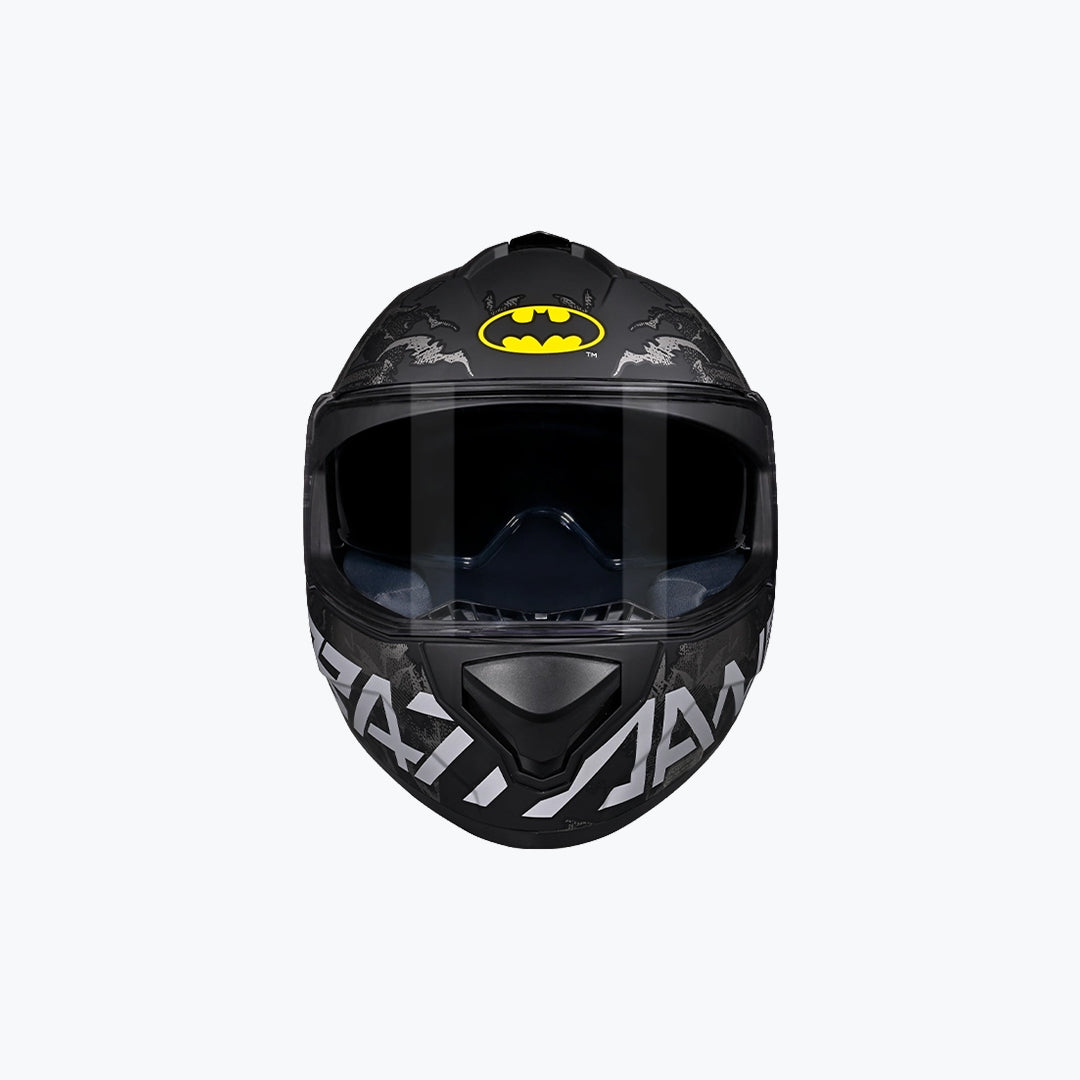 Studds Drifter Batman Edition Helmet (With Spoiler) Black Yellow N4 Grey