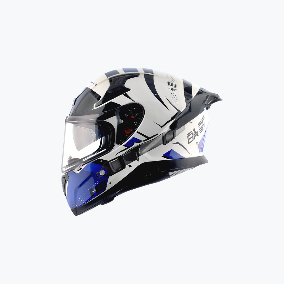 AXOR Apex Hex-2 White Blue Full Face Helmet