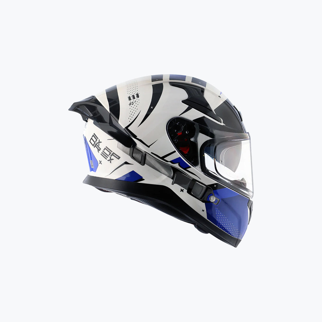 AXOR Apex Hex-2 White Blue Full Face Helmet