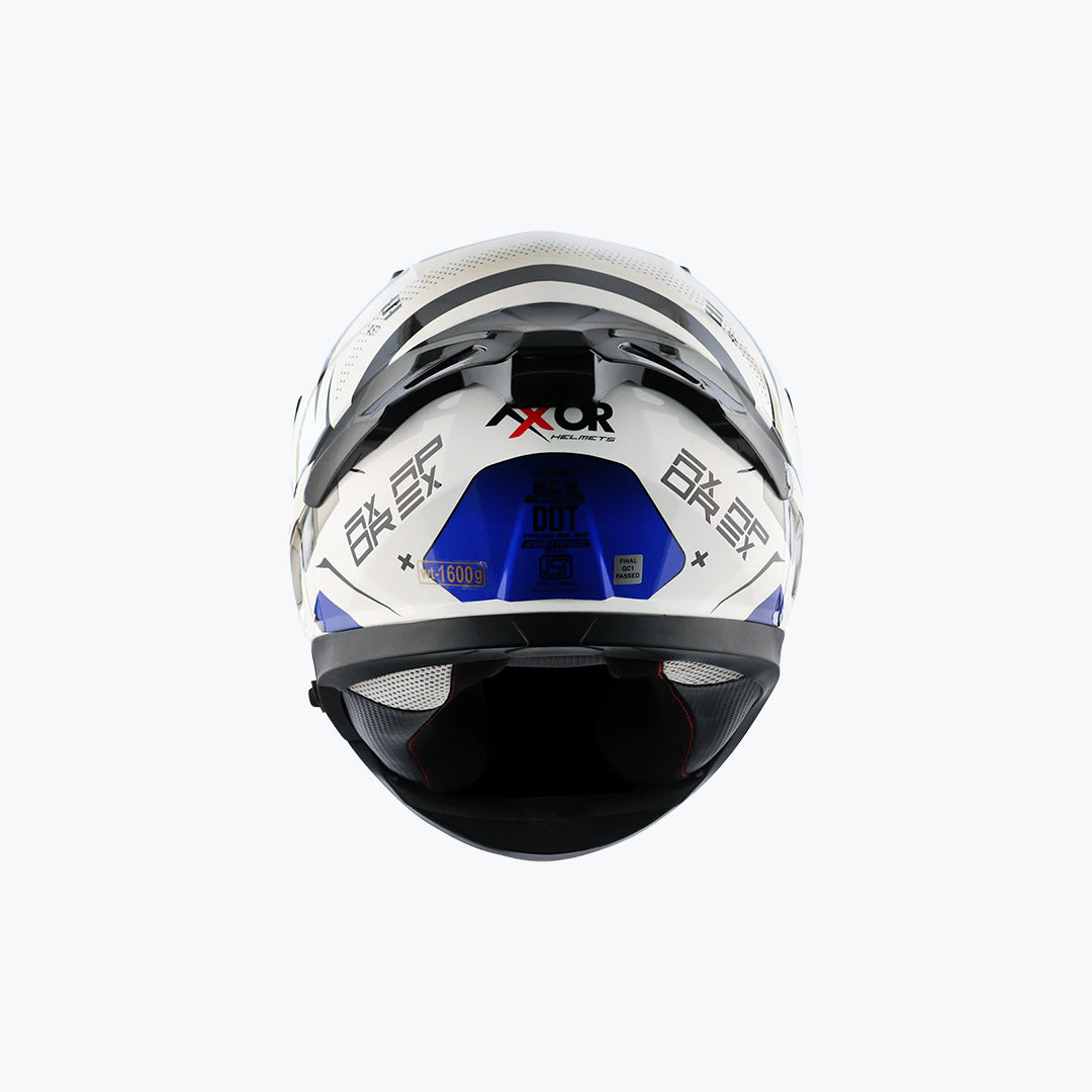 AXOR Apex Hex-2 White Blue Full Face Helmet