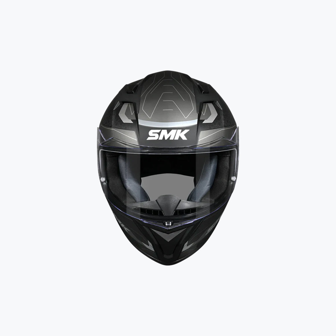 SMK Stellar Sports Flight GL266 Full Face Helmet Gloss Black Grey Grey