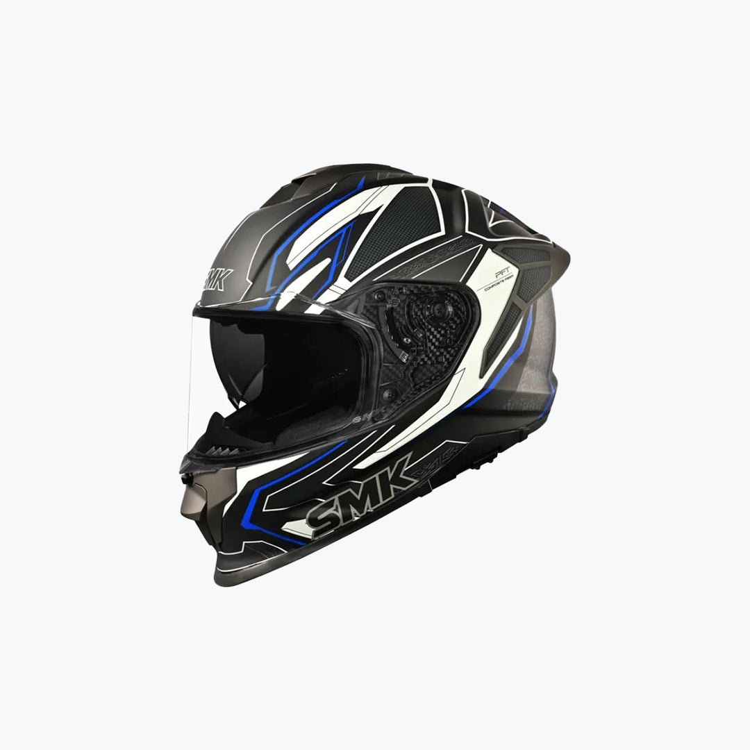 SMK Titan Panther MA215 Full Face Helmet Matt Black White Blue
