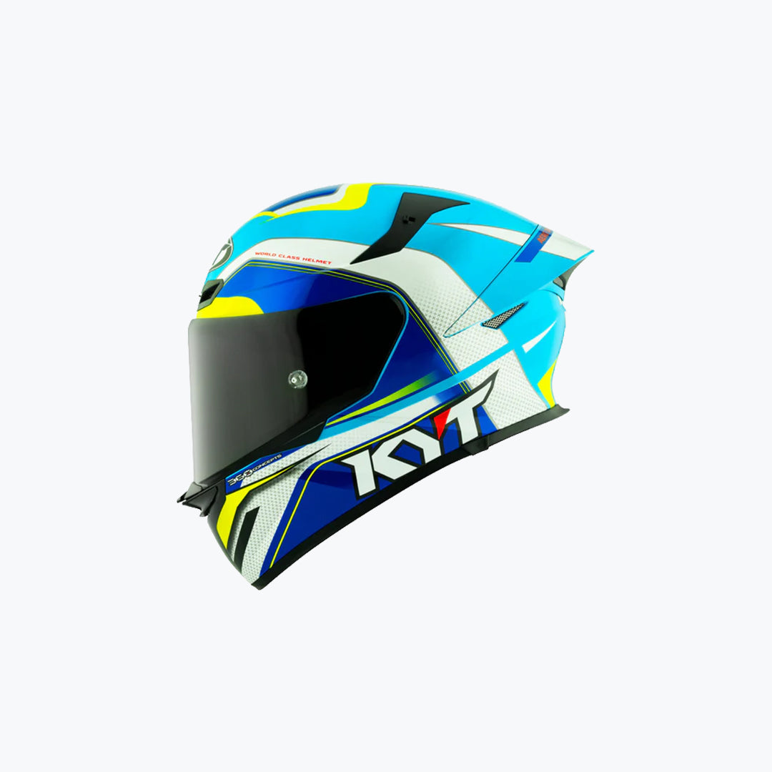 KYT TT-Revo Grand Prix White Light Blue Full Face Helmet
