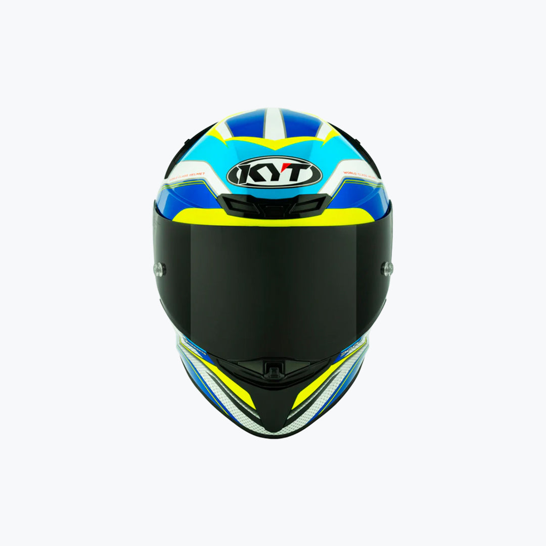 KYT TT-Revo Grand Prix White Light Blue Full Face Helmet