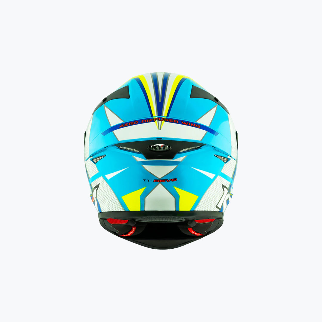 KYT TT-Revo Grand Prix White Light Blue Full Face Helmet
