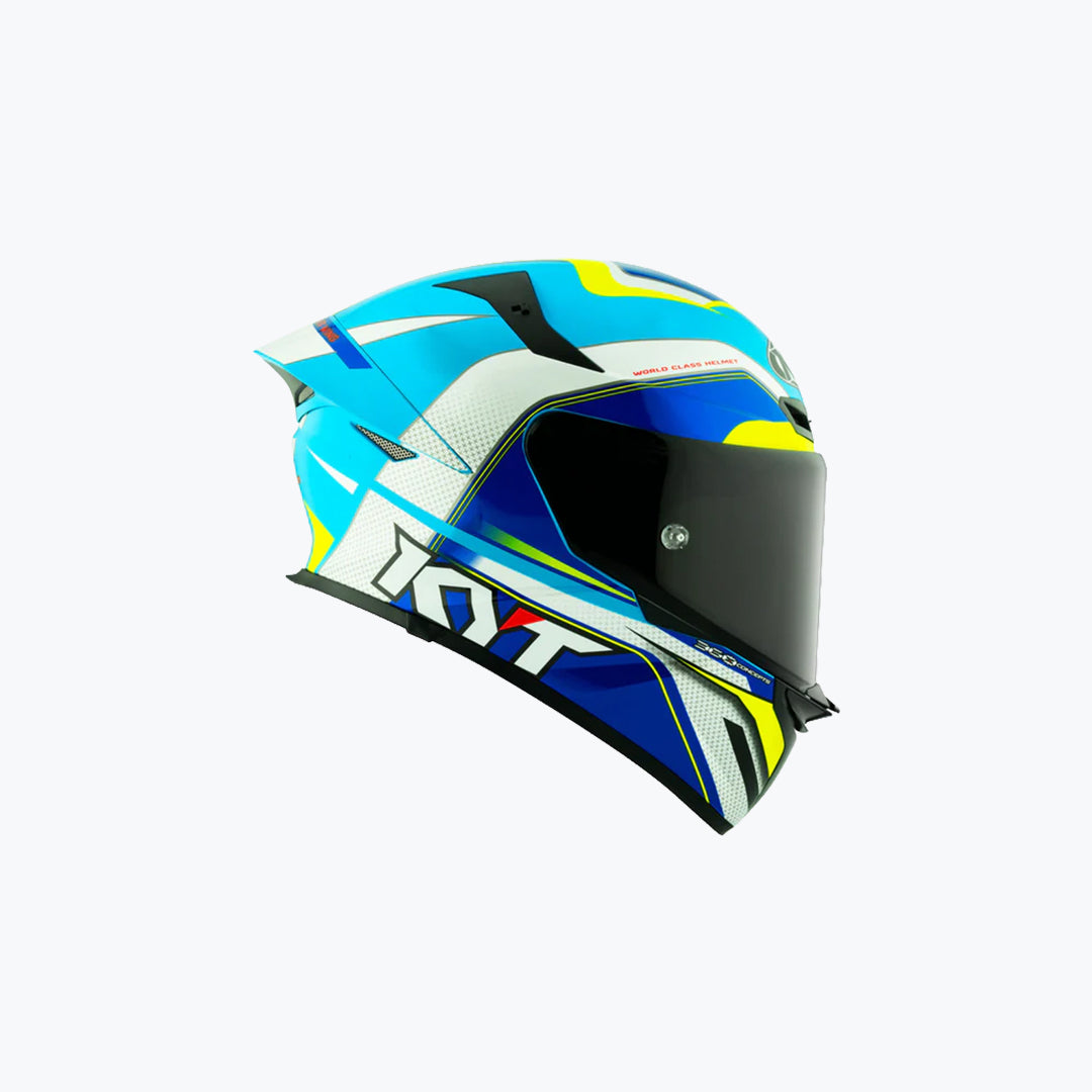 KYT TT-Revo Grand Prix White Light Blue Full Face Helmet