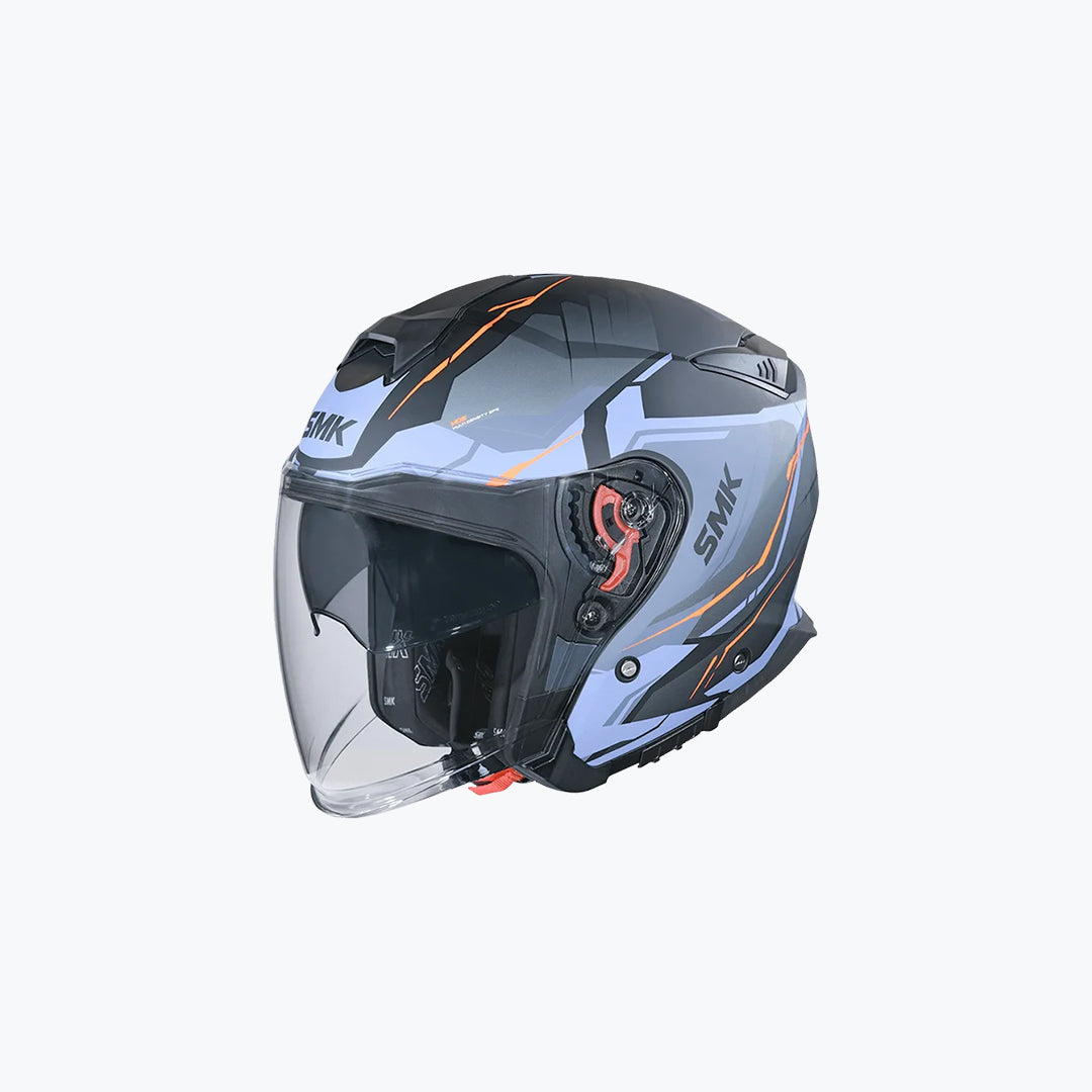 SMK GTJ Escape MA257 Open Face Helmet Matt Black Blue Orange XL