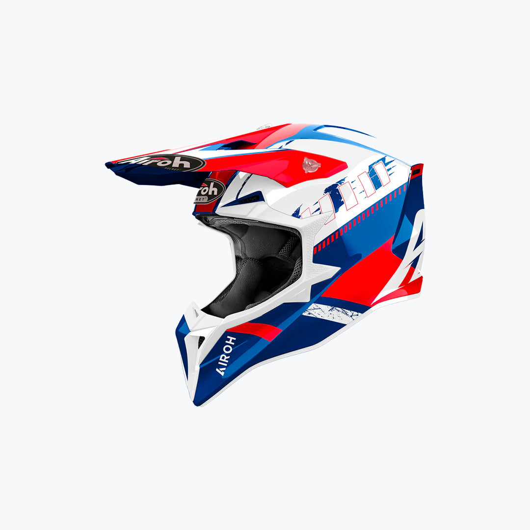 AIROH WRAAAP Feel Blue Red Gloss Off-Road Helmet
