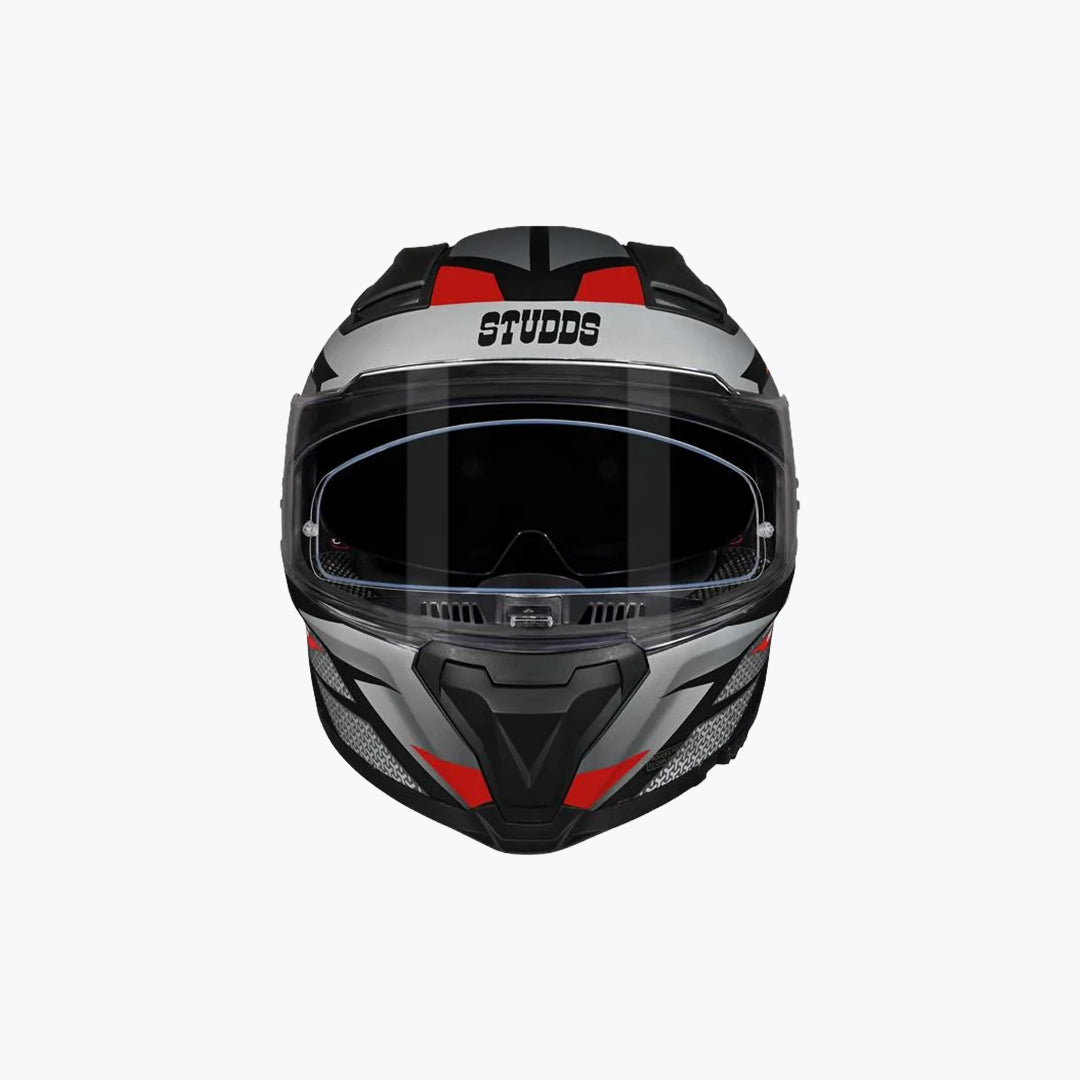 STUDDS Helios D2 Circuit WCV Matt Black N2 Red Full Face Motorcycle Helmet