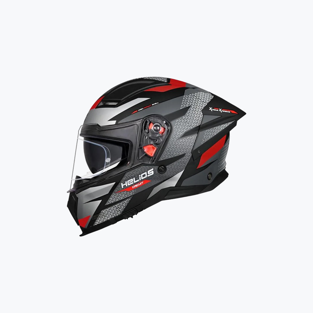 STUDDS Helios D2 Circuit WCV Matt Black N2 Red Full Face Motorcycle Helmet