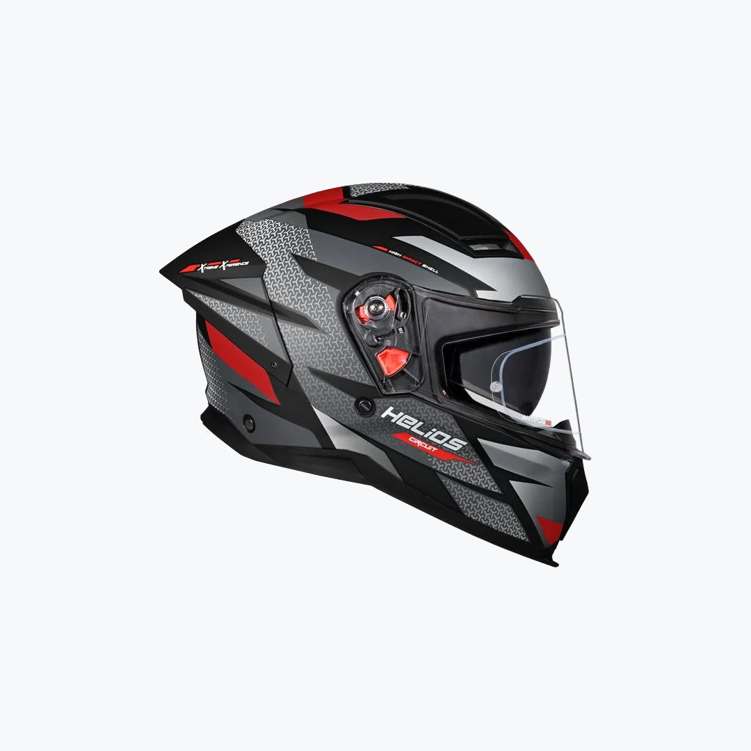 STUDDS Helios D2 Circuit WCV Matt Black N2 Red Full Face Motorcycle Helmet