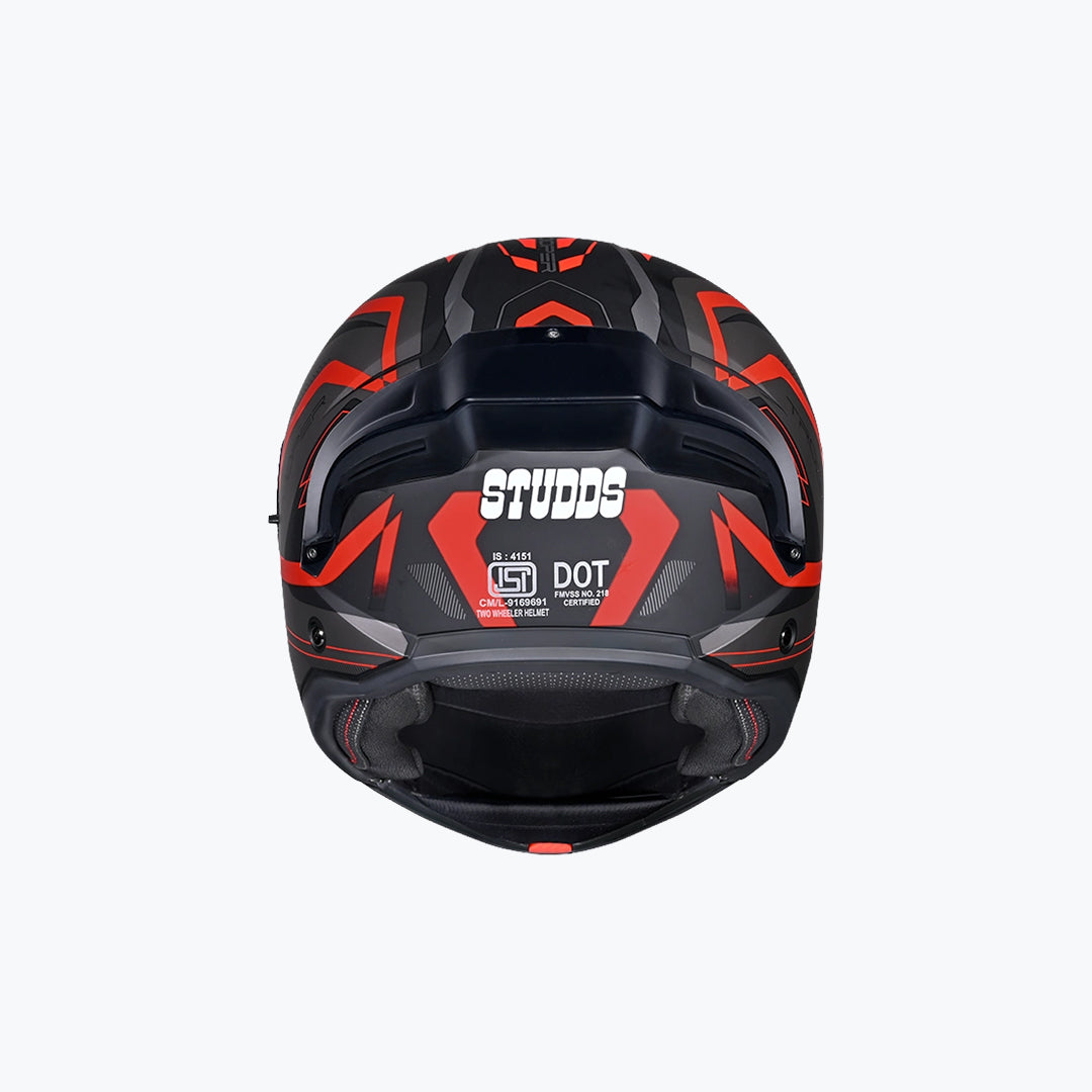 STUDDS Trooper D3 Full Face Helmet Black N2 Red