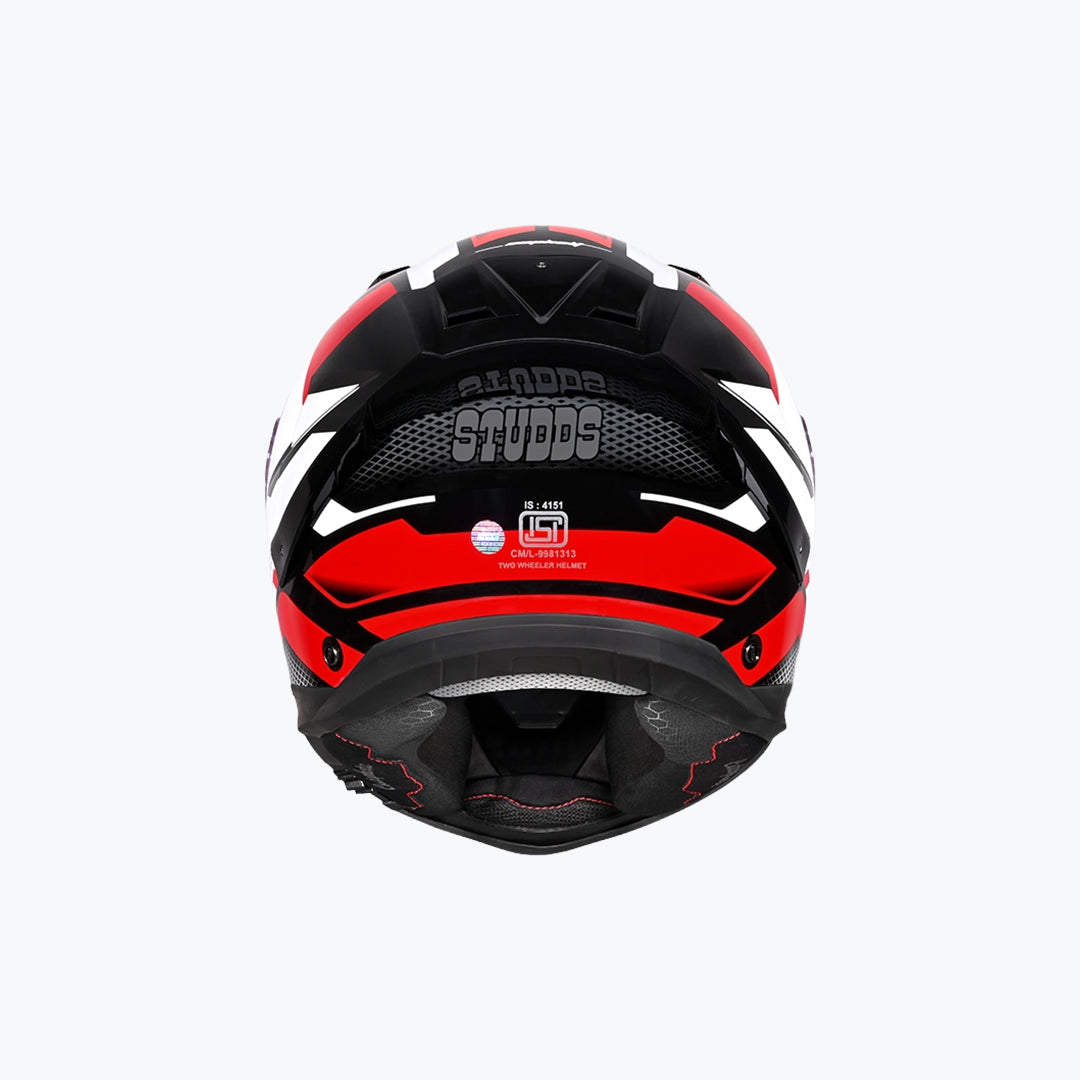 STUDDS Helios D1 Asphalt WCV Full Face Helmet Matt Black N2 Red