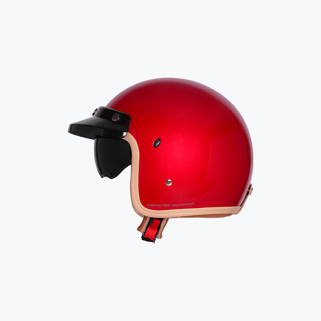 Steelbird 68 Vintage S1 Helmet with Small Clear Visor Glossy Cherry Red M